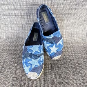 VALENTINO Blue Camo Denim Stars Espadrilles 38